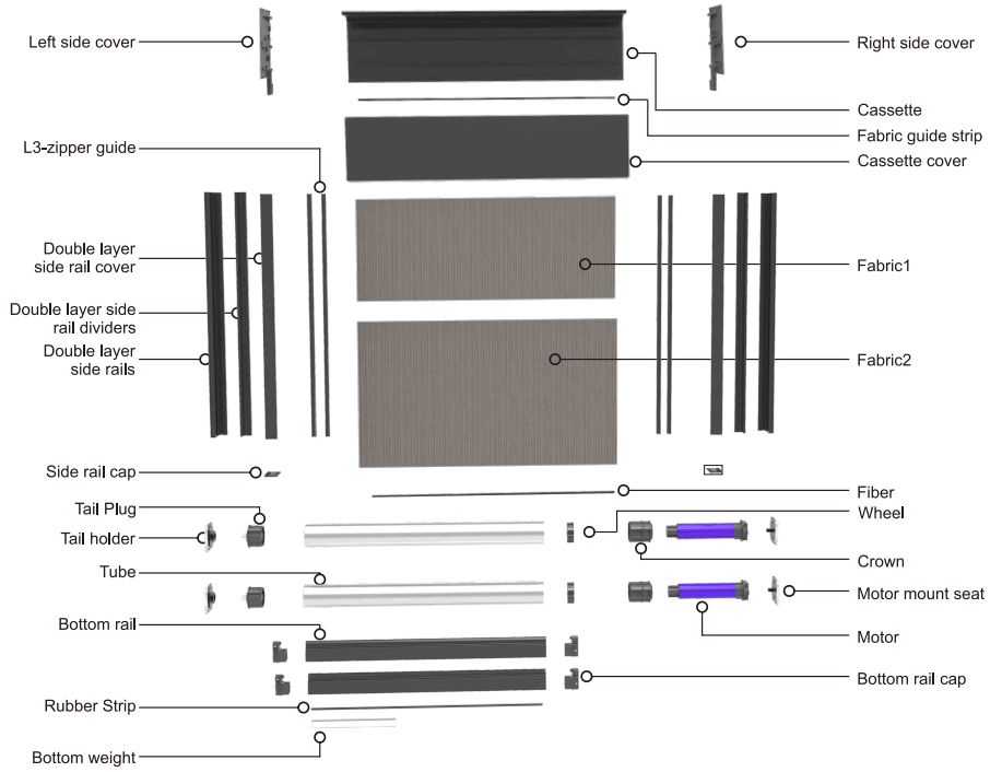 WR150-220 Double Windproof Roller Blinds